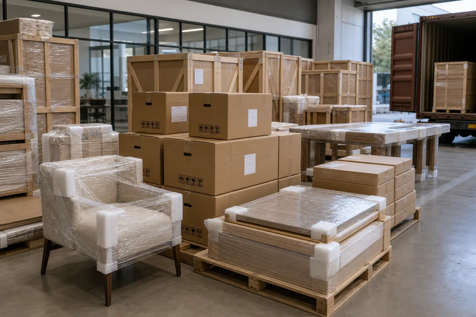 Export packing for premium furniture crates and cartons